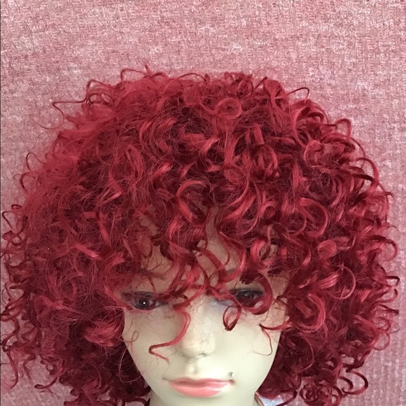 Burgundy Short Synthetic Curl Hair Wigs Fully Machine Made for Women 14 Inches - Picture 3 of 9